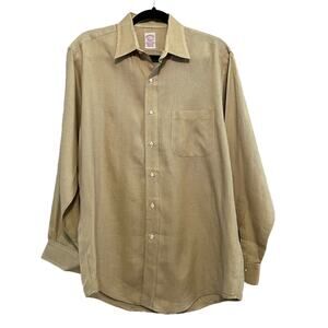 Brooks Brothers Makers Yellow Check Long Sleeve Button Down Dress Shirt 15.5
